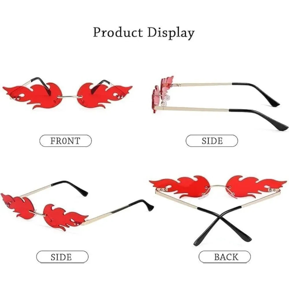 Fire Flame Style Red Sunglasses Brand New Gold Accents
